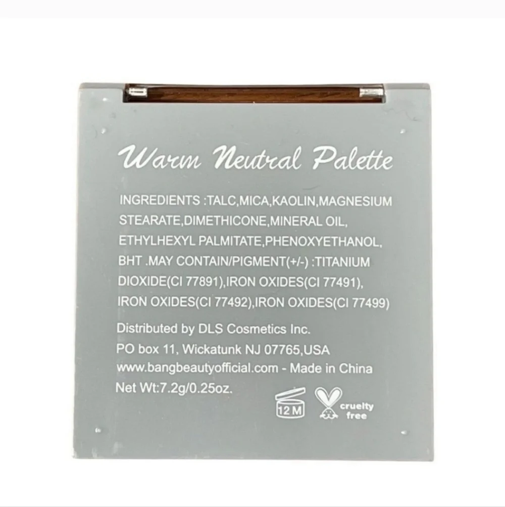 NIB Bang Beauty Warm Neutral Eyeshadow Palette 9 Colors